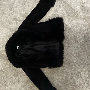 Boutique 9 Black Teddy Jacket Plush Faux Fur